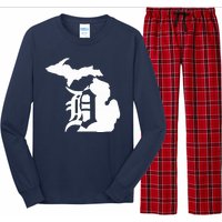 Michigan Mitten Old English D Detroit Long Sleeve Pajama Set