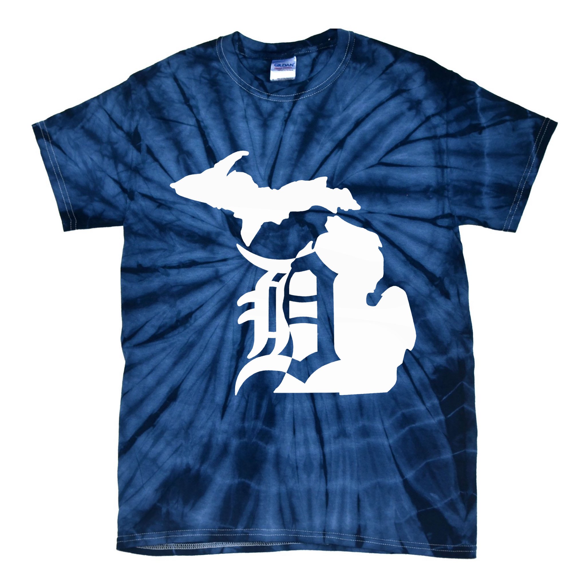 Michigan Mitten Old English D Detroit Tie-Dye T-Shirt