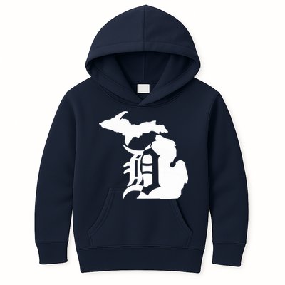 Michigan Mitten Old English D Detroit Kids Hoodie