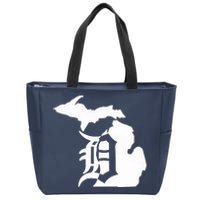 Michigan Mitten Old English D Detroit Zip Tote Bag