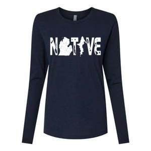 Michigan Native Womens Cotton Relaxed Long Sleeve T-Shirt