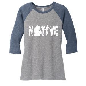 Michigan Native Women's Tri-Blend 3/4-Sleeve Raglan Shirt