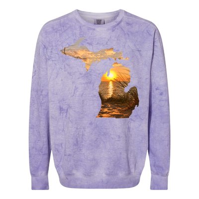 Michigan Sunset Lake Colorblast Crewneck Sweatshirt