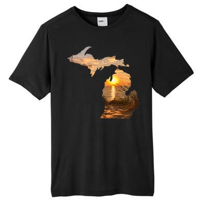 Michigan Sunset Lake Tall Fusion ChromaSoft Performance T-Shirt