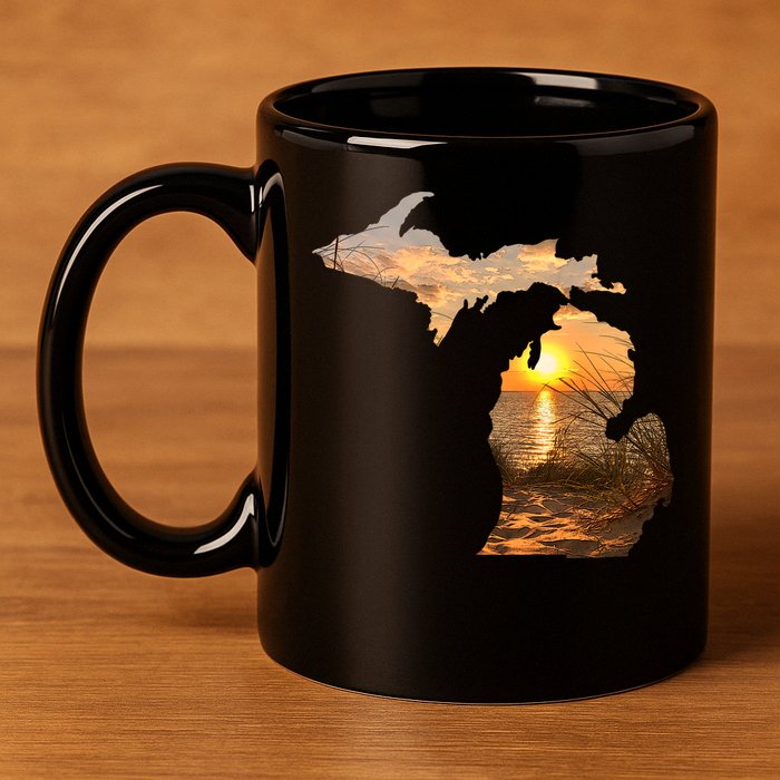 Michigan Sunset Lake 11oz C Handle Ceramic Mug