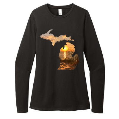 Michigan Sunset Lake Womens CVC Long Sleeve Shirt