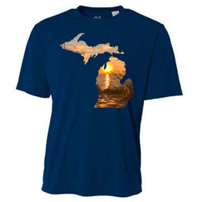 Michigan Sunset Lake Cooling Performance Crew T-Shirt