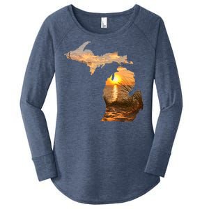 Michigan Sunset Lake Women's Perfect Tri Tunic Long Sleeve Shirt