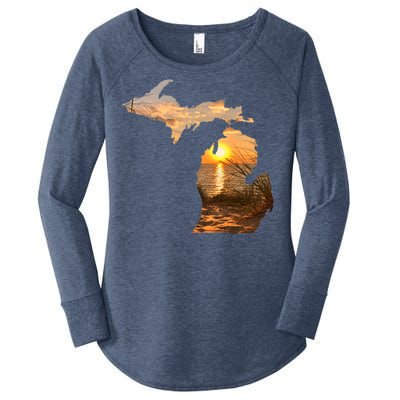 Michigan Sunset Lake Women's Perfect Tri Tunic Long Sleeve Shirt