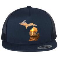 Michigan Sunset Lake Flat Bill Trucker Hat