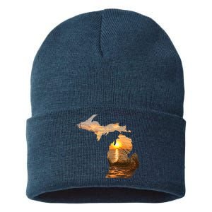 Michigan Sunset Lake Sustainable Knit Beanie