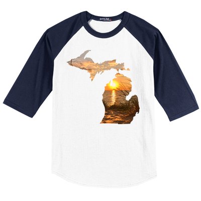 Michigan Sunset Lake Baseball Sleeve Shirt