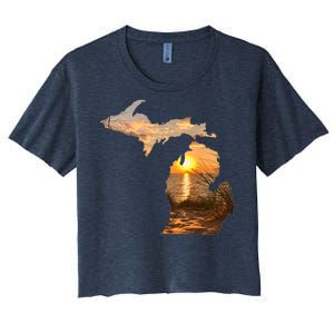 Michigan Sunset Lake Women's Crop Top Tee