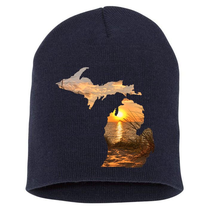 Michigan Sunset Lake Short Acrylic Beanie