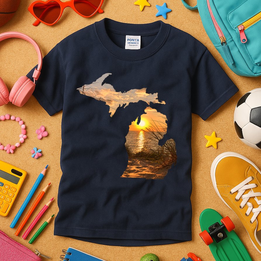 Michigan Sunset Lake Kids T-Shirt