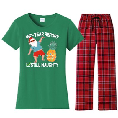 Mid Year Report Still Naughty Christmas In July Vacation Santa Women's Flannel Pajama Set