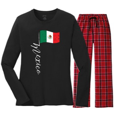 Mexican Independence Day Mexico Flag Vintage Women's Long Sleeve Flannel Pajama Set 