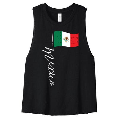 Mexican Independence Day Mexico Flag Vintage Women's Racerback Cropped Tank