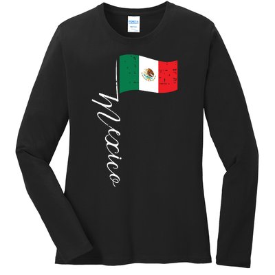 Mexican Independence Day Mexico Flag Vintage Ladies Long Sleeve Shirt