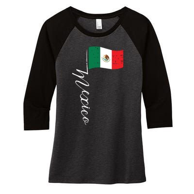 Mexican Independence Day Mexico Flag Vintage Women's Tri-Blend 3/4-Sleeve Raglan Shirt