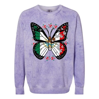 Mexican Independence Day Butterfly Mexico Wo Girl Colorblast Crewneck Sweatshirt