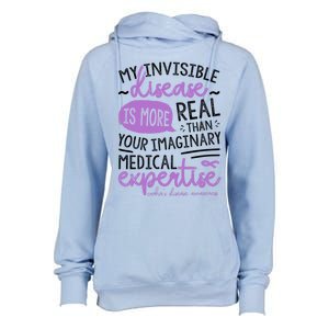 My Invisible Disease Is Real Crohn's Disease Awareness Gift Womens Funnel Neck Pullover Hood