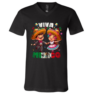 Mexican Independence Day Viva Mexico V-Neck T-Shirt