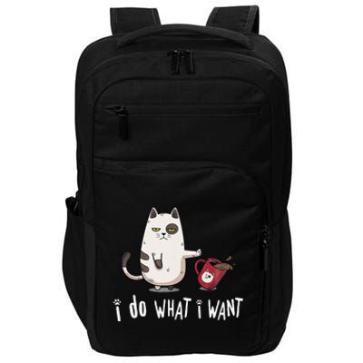 Meow I Do What I Want Vintage Black Cat Red Cup Funny My Cat Impact Tech Backpack