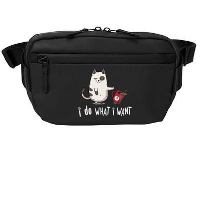 Meow I Do What I Want Vintage Black Cat Red Cup Funny My Cat Crossbody Pack