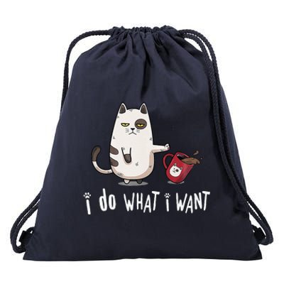 Meow I Do What I Want Vintage Black Cat Red Cup Funny My Cat Drawstring Bag