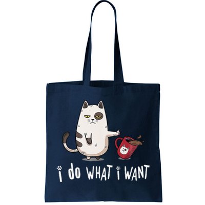 Meow I Do What I Want Vintage Black Cat Red Cup Funny My Cat Tote Bag