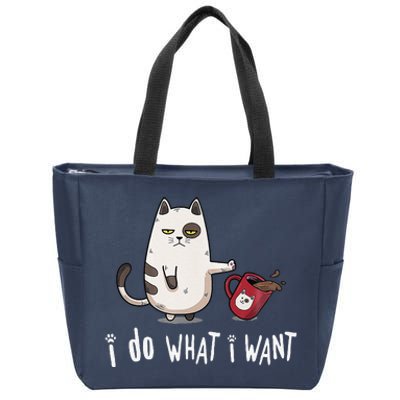 Meow I Do What I Want Vintage Black Cat Red Cup Funny My Cat Zip Tote Bag