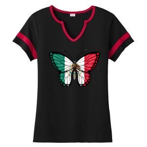 Mexican Independence Day Butterfly Ladies Halftime Notch Neck Tee