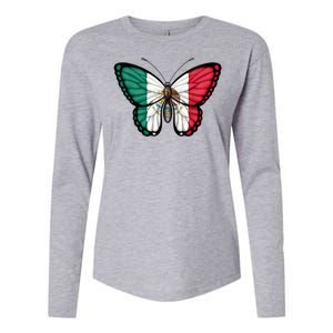 Mexican Independence Day Butterfly Womens Cotton Relaxed Long Sleeve T-Shirt