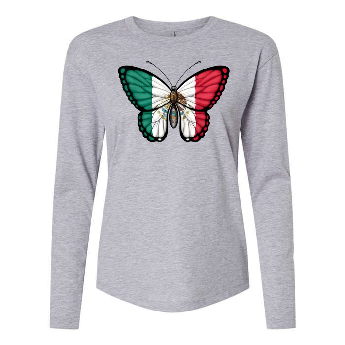 Mexican Independence Day Butterfly Womens Cotton Relaxed Long Sleeve T-Shirt