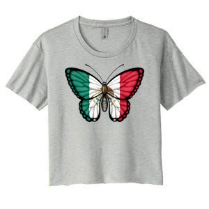 Mexican Independence Day Butterfly Women's Crop Top Tee