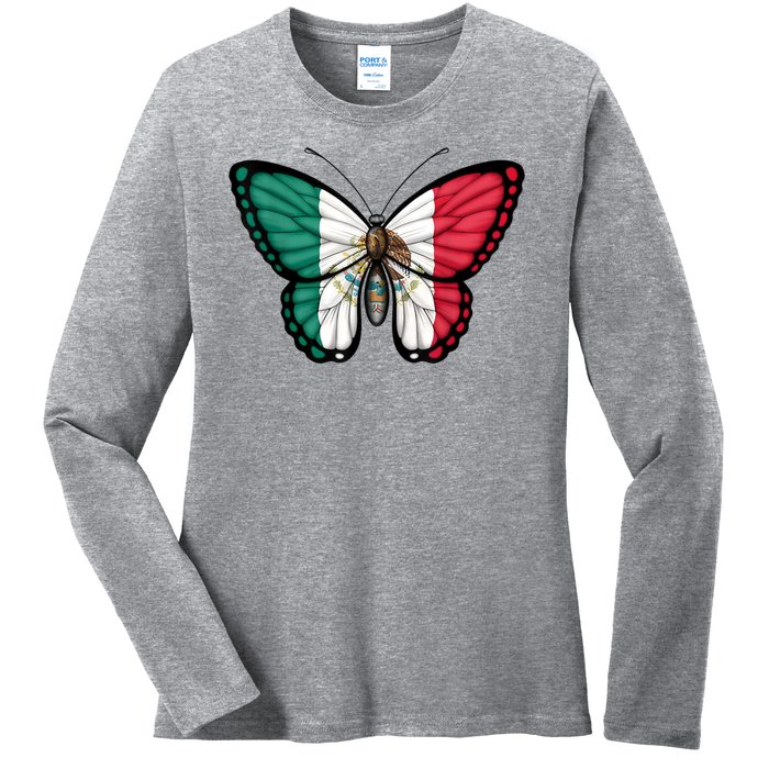 Mexican Independence Day Butterfly Ladies Long Sleeve Shirt