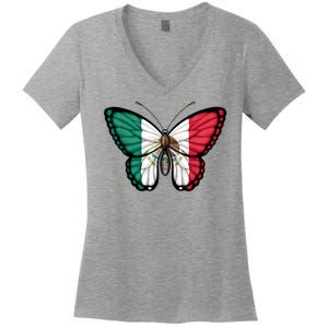 Mexican Independence Day Butterfly Women's V-Neck T-Shirt