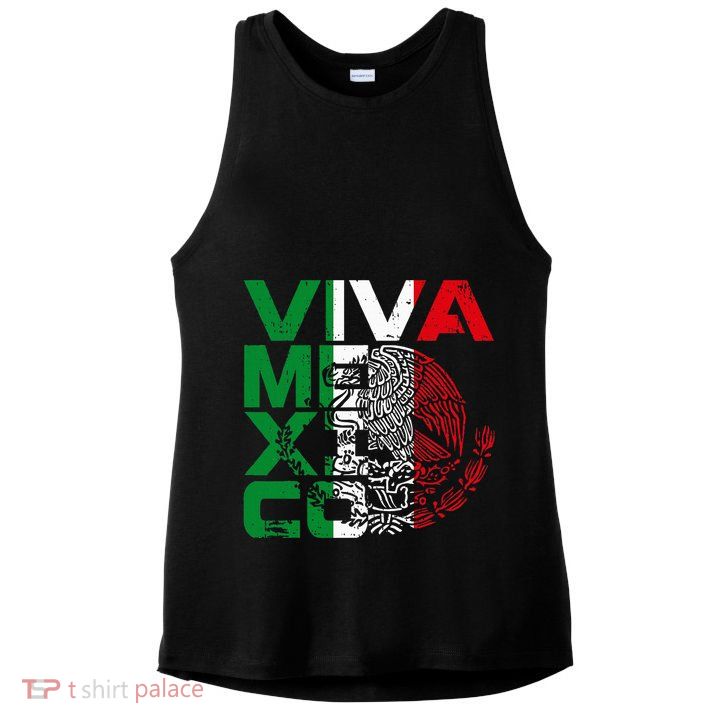 Mexican Independence Day Viva Mexico Ladies PosiCharge Tri-Blend Wicking Tank