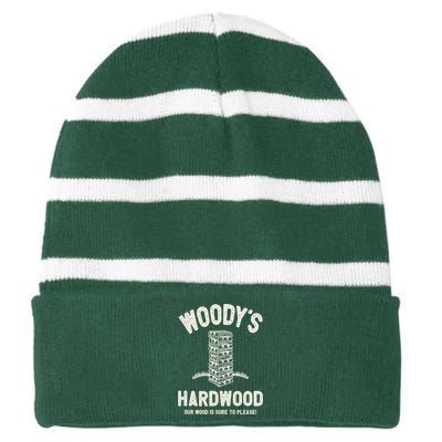 Mens Inappropriate Dirty Adult Humor Funny Woody's Hardwood Striped Beanie with Solid Band