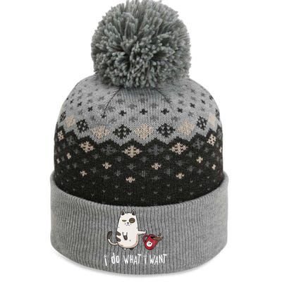 Meow I Do What I Want Vintage Black Cat Red Cup Funny My Cat The Baniff Cuffed Pom Beanie