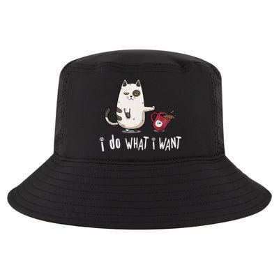 Meow I Do What I Want Vintage Black Cat Red Cup Funny My Cat Cool Comfort Performance Bucket Hat