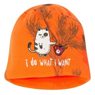 Meow I Do What I Want Vintage Black Cat Red Cup Funny My Cat Kati - Camo Knit Beanie