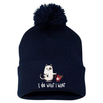 Meow I Do What I Want Vintage Black Cat Red Cup Funny My Cat Pom Pom 12in Knit Beanie