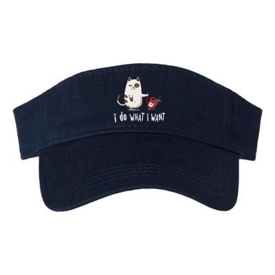 Meow I Do What I Want Vintage Black Cat Red Cup Funny My Cat Valucap Bio-Washed Visor