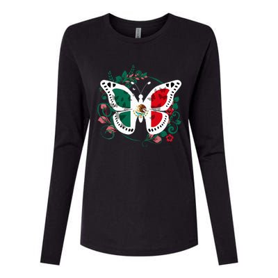 Mexican Independence Day Butterfly Mexico Womens Cotton Relaxed Long Sleeve T-Shirt