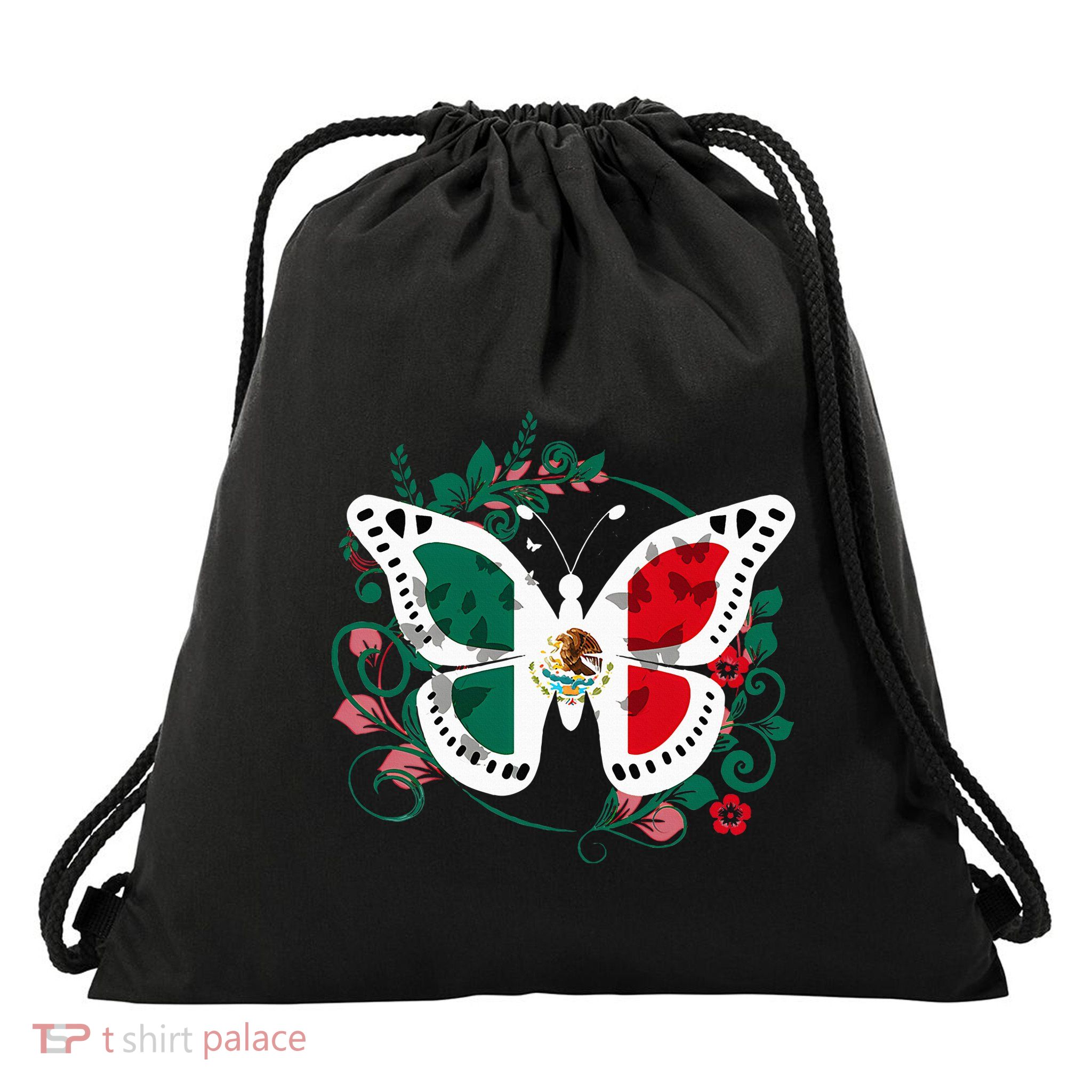 Mexican Independence Day Butterfly Mexico Drawstring Bag