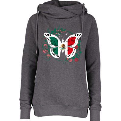 Mexican Independence Day Butterfly Mexico Womens Funnel Neck Pullover Hood