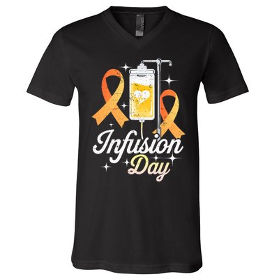 MS I.n.f.u.s.i.o.n Day Multiple Sclerosis Awareness Ribbon V-Neck T-Shirt
