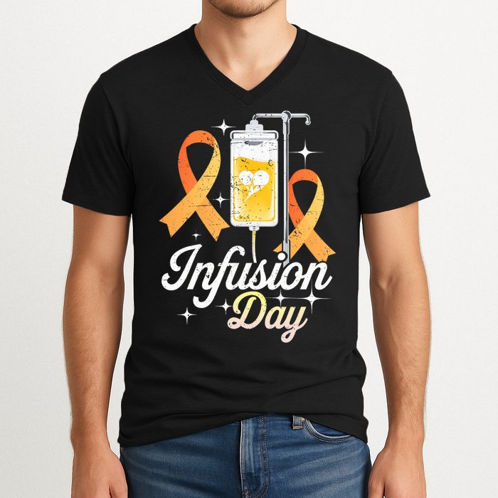 MS I.n.f.u.s.i.o.n Day Multiple Sclerosis Awareness Ribbon V-Neck T-Shirt